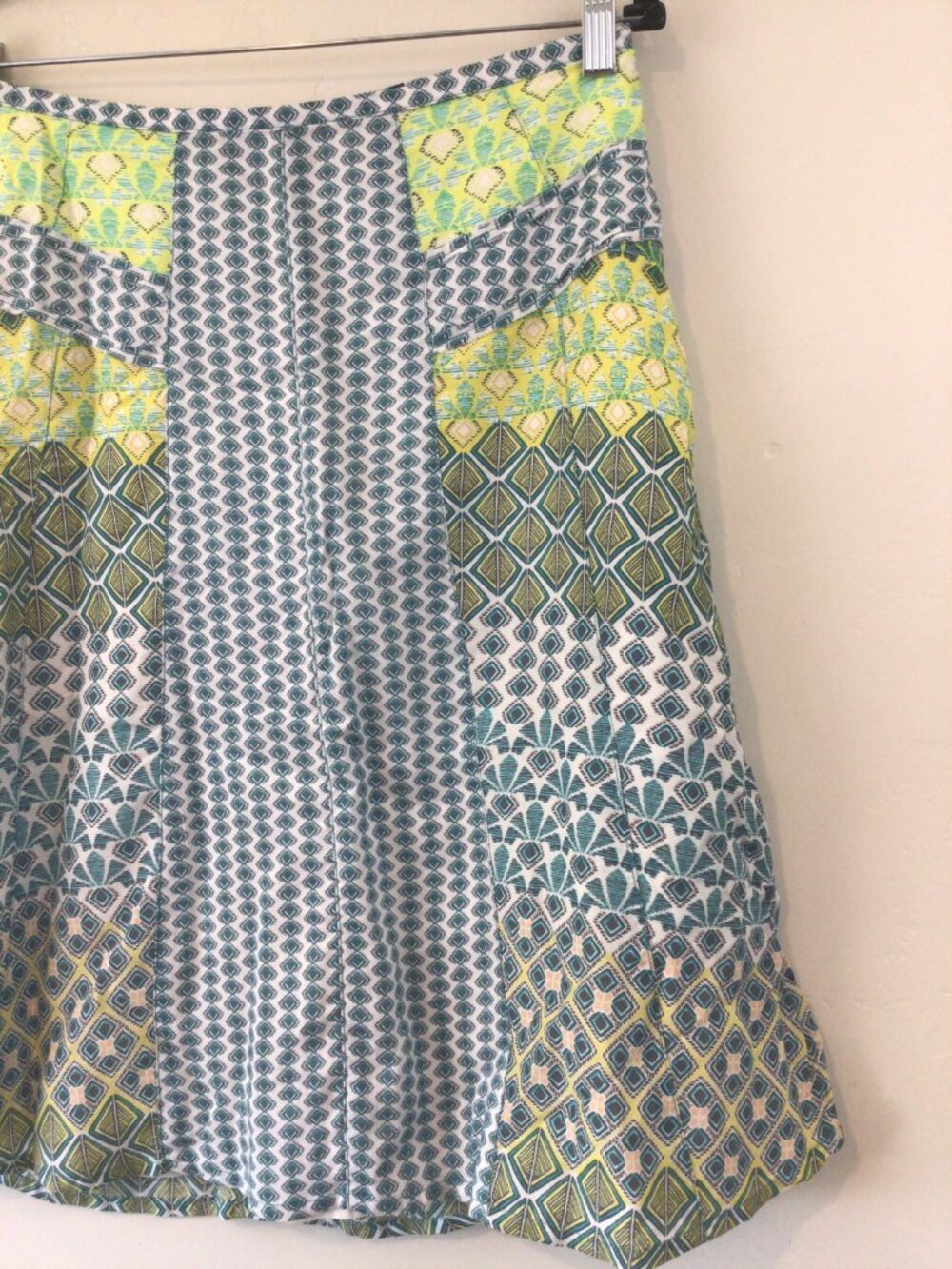 Prana Blue Green White Print Midi Thin Skirt Size 2 - Picture 2 of 4